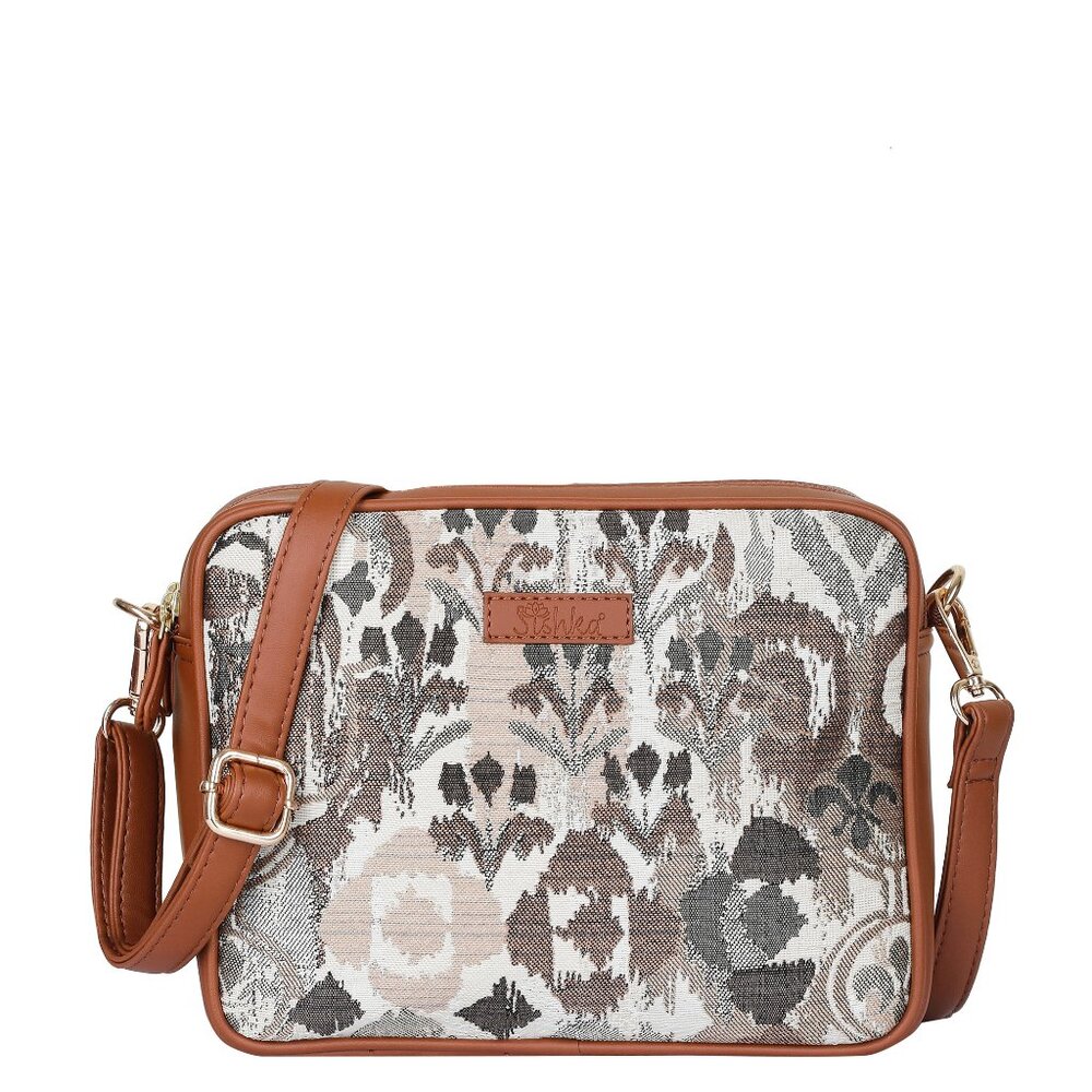 Women’s Abstract Tapestry Messenger Satchel | PU Leather Crossbody Bag for Daily